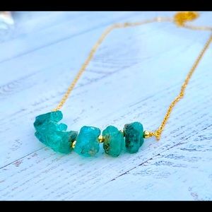Raw apatite crystal necklace